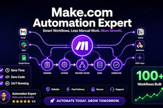 build make com automation workflow, API integration and zapier setup