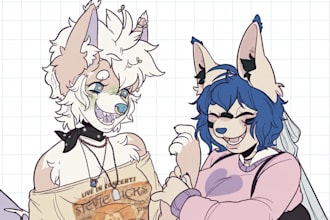 draw your fursona as a cute silly doodle furry character