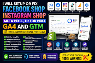 setup or fix facebook shop instagram shop meta pixel tiktok shop pixel ga4 GTM