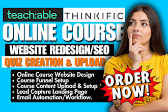 be your teachable website expert and teachable school setup online course upload