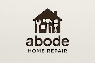 do creative home repair roofing remodeling, handyman logo for you in just 1 day