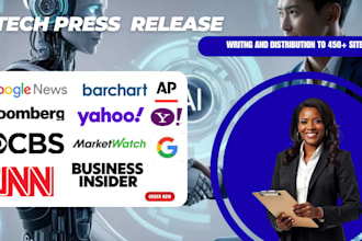 write and distribute ai tech press release to top media sites