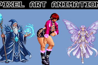do 8bit 16bit 32bit pixel art animation looping lofi animation gif sprite sheet