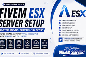 create a custom fivem esx server with scripts and full setup