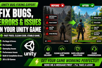 fix bugs, errors, and issues in your unity, unreal engine, godot game