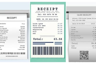 custom editable receipt invoice bill professionally