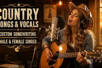 sing country music, country songs, songwriter vocals and custom country tracks