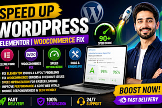 fix elementor issues, woocommerce errors, wordpress speed optimization and bugs