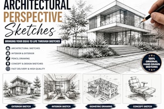 draw architectural perspective sketches, and hand drawn illustrations