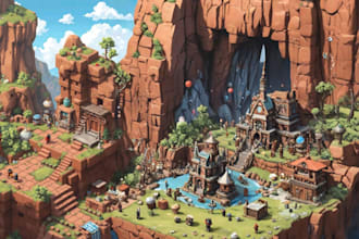 create pixel art background environment scene pixel landscape game art character