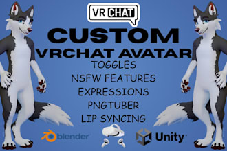 create custom vrchat avatar, 3d model, rigging for PC
