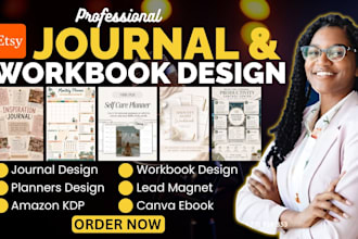 do journal , digital planner, amazon KDP, etsy products and canva journal design