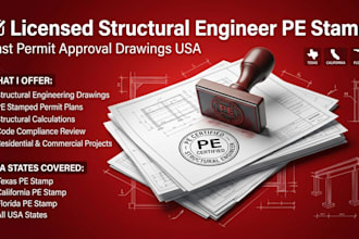 licensed structural engineer permit drawings texas california florida pe stamp