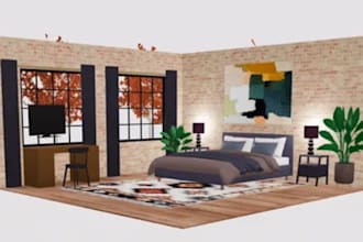design 3d interior design for your house with layout and furniture plan