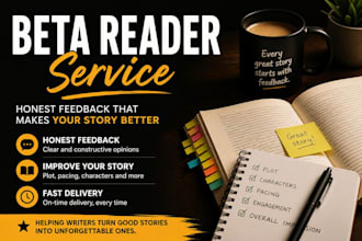 be your beta reader and provide honest feedback on your book