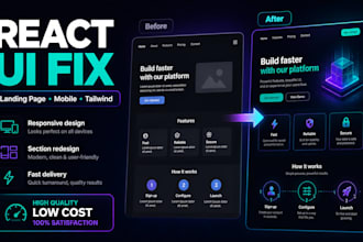 fix your react landing page UI and responsive design