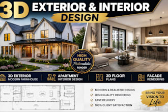 design 3d exterior apartment interior 2d floor plan and facade rendering