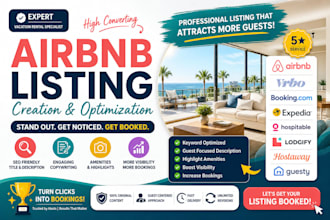 create airbnb listing , hospitable, lodgify hostway expedia vrbo booking guesty