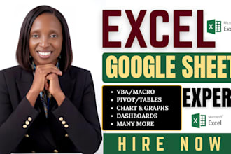 be your expert in excel and google sheets for graphs, dashboard, formular, vba