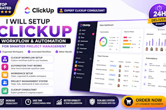 setup clickup workflow, automation clickup consultant for project management