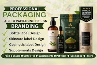 design complete packaging branding and brand identity with product label design