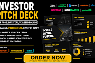 design an investor pitch deck for angel investors venture capital and seed round