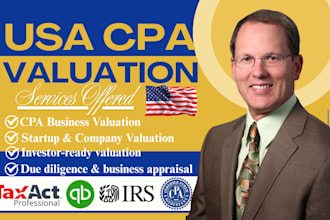 do CPA business valuation, startup or company valuation, appraisal, dcf analysis