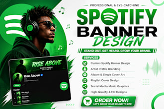do eye catching spotify and media banner for music artist or podcast