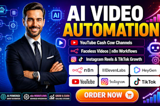 n8n ai video youtube automation cash cow channel elevenlabs heygen instagram seo