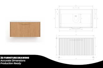 draw 2d furniture plans with full dimensions
