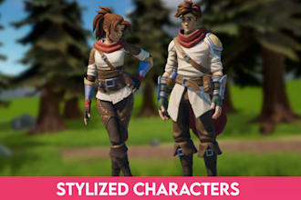 model, design stylized 3d character model with rig for game asset and animation
