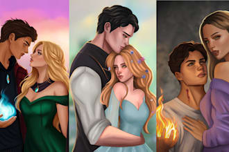 do fantasy romance character couple sport spicy romance book cover art