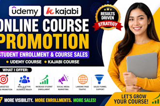 do online course promotion udemy course student enrollment kajabi course sales