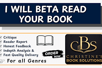 beta read, critique, and provide detailed, constructive feedback on your book