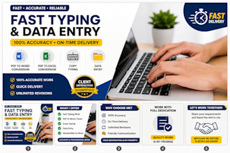 do fast and accurate typing work, PDF to word, data entry