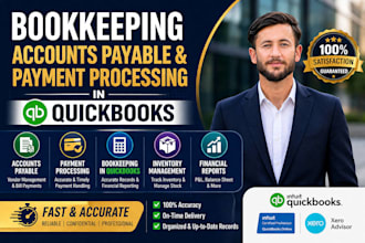 do bookkeeping, accounts payable, payment processing in quickbooks