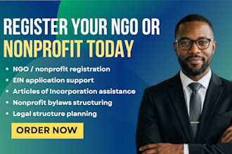 help you register your ngo, nonprofit, ein, and complete legal setup fast