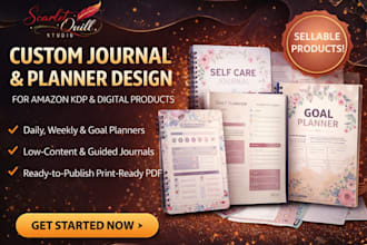 design a custom journal, planner, workbook or low content book for KDP