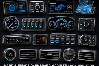 provide vehicle interior 3d with hard surface and model other 3d prop asset