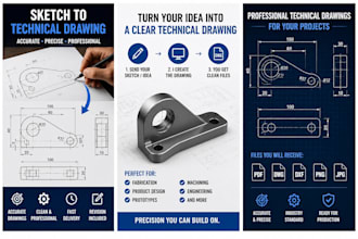 turn your sketch into a clean technical drawing or cad file