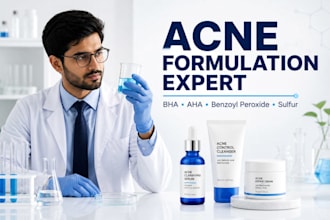formulate acne treatment skincare with bha, aha, benzoyl peroxide, and sulfur