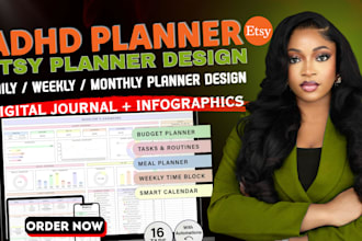 design etsy planner adhd 2026 friendly hyperlinked notion planner daily journal