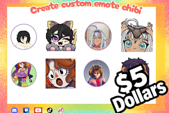 draw chibi emotes for pfp, discord, youtube, tik tok, twicth