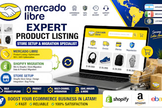 upload product on mercado libre ebay shopify product listing store migration