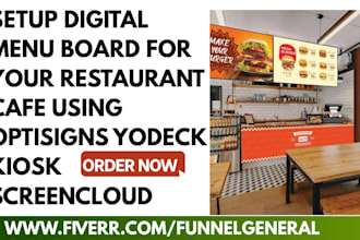 setup digital menu board for your restaurant, cafe optisigns yodeck screencloud
