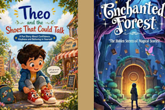 design children story book cover and KDP cover art kids illustration