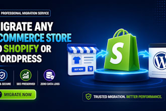 migrate or transfer any ecommerce store, website to shopify