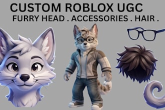 create custom roblox ugc accessories, furry head, hair and avatar items