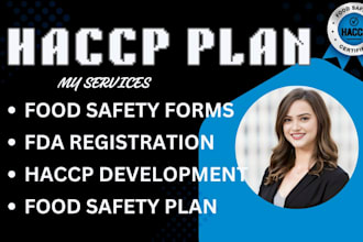 create food safety plan, haccp development, fda registration forms