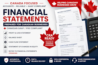 prepare canadian financial statements, profit and loss, balance sheet, gaap